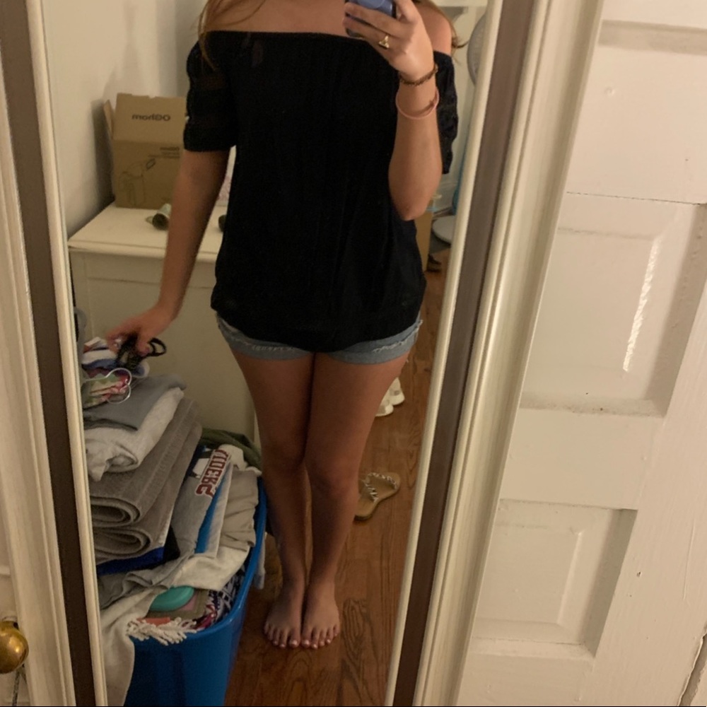 Black off the shoulder top